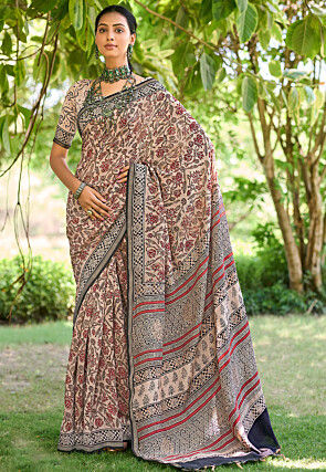 Multicolor Block Print Saree Buy Latest Indian Sarees for Women Online Utsav Fashion