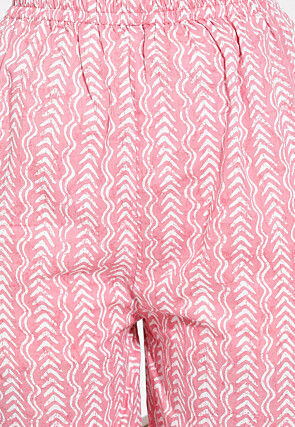 Block Printed Cotton Pakistani Suit in Pink