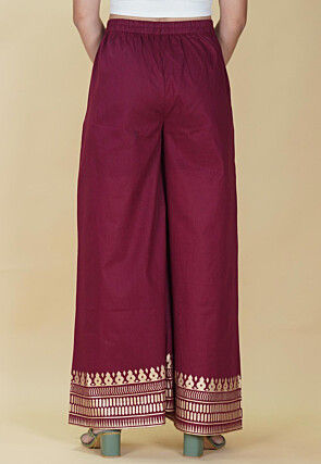 Block Printed Cotton Palazzo in Maroon