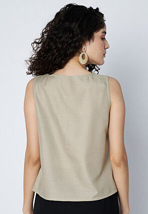 Block Printed Cotton Top in Fawn