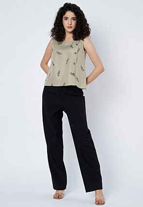 Block Printed Cotton Top in Fawn