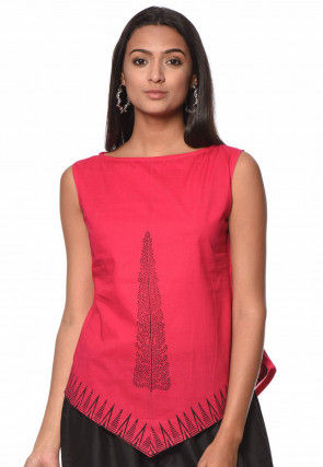 Block Printed Cotton Top in Pink