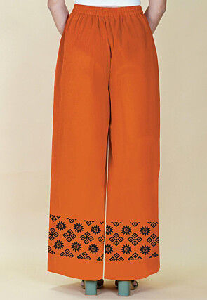 Block Printed Georgette Palazzo in Orange