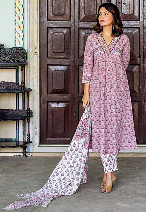 Purple Block Print Salwar Kameez Buy Designer Indian Suits for Women Online Utsav Fashion