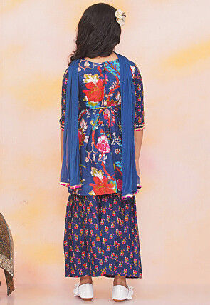 Block Printed Pure Cotton Pakistani Suit in Navy Blue