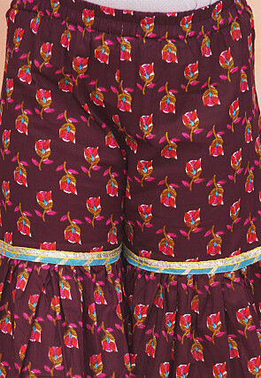 Block Printed Pure Cotton Pakistani Suit in Wine