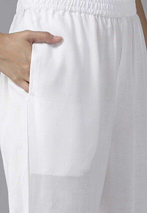 Block Printed Rayon Pakistani Suit in Blue