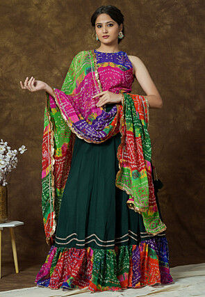 Bndhej Printed Georgette Dupatta in Multicolor