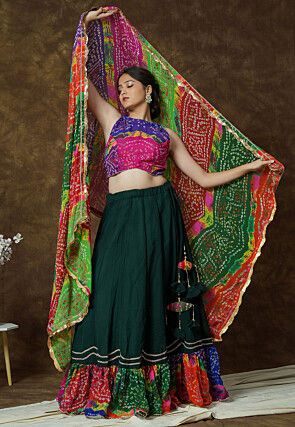 Bndhej Printed Georgette Dupatta in Multicolor
