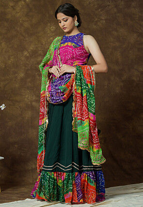 Bndhej Printed Georgette Dupatta in Multicolor