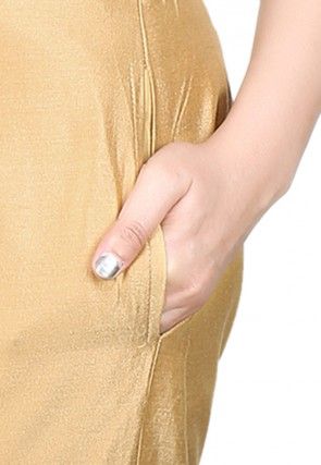 Solid Cotton Silk Pant in Beige