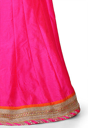 Plain Dupion Art Silk Skirt in Fuchsia