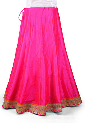 Plain Dupion Art Silk Skirt in Fuchsia