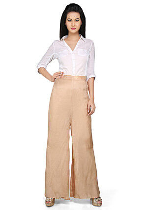 Plain Shantoon Palazzo in Beige