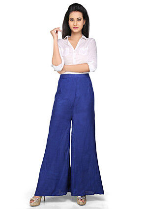 Plain Shantoon Palazzo in Blue