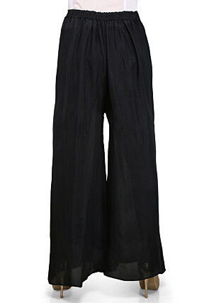 Plain Shantoon Palazzo in Black