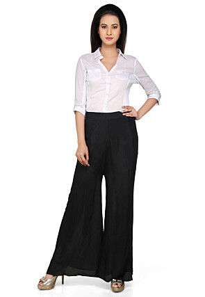 Plain Shantoon Palazzo in Black