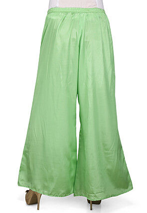 Plain Shantoon Palazzo in Light Green