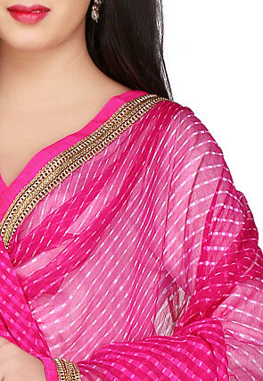 Printed Pure Georgette Dupatta in Fuchsia