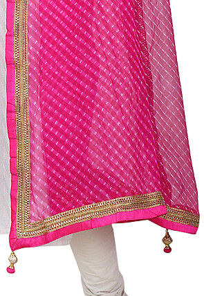 Printed Pure Georgette Dupatta in Fuchsia