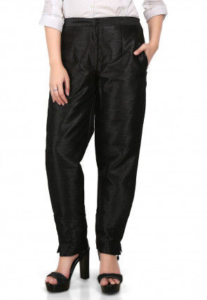 Plain Art Dupion Silk Trouser in Black