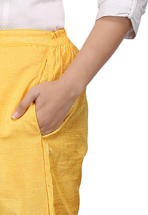 Plain Art Dupion Silk Trouser in Yellow