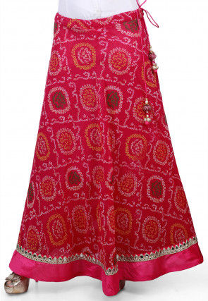 Bandhej Georgette Long Skirt in Magenta