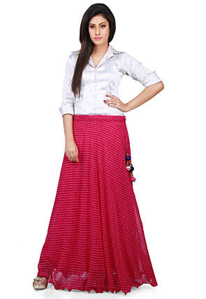 Lehariya Georgette Long Skirt in Pink