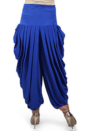  Pleated Crepe Patiala in Royal Blue 