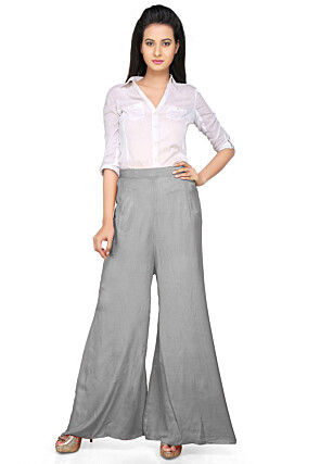 Plain Shantoon Palazzo in Grey