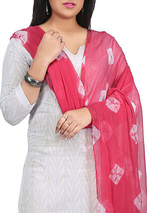 Tie N Dye Chiffon Dupatta in Pink
