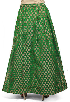 Woven Chanderi Silk Skirt in green