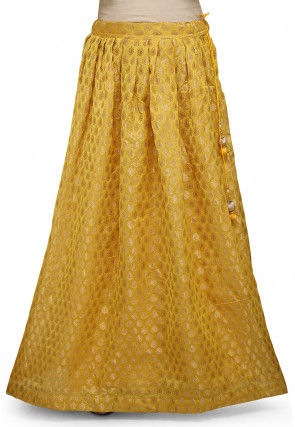 Woven Chanderi Silk Skirt in Yellow
