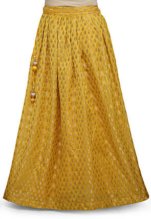 Woven Chanderi Silk Skirt in Yellow
