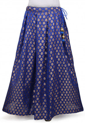 Woven Chanderi Silk Skirt in Blue