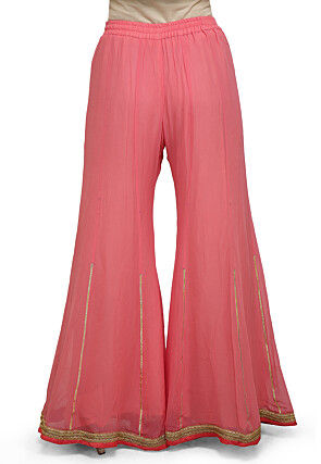 Embroidered Georgette Palazzo in Pink