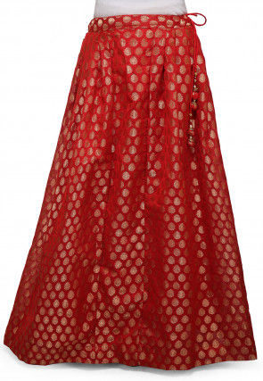 Woven Chanderi Silk Skirt in Red