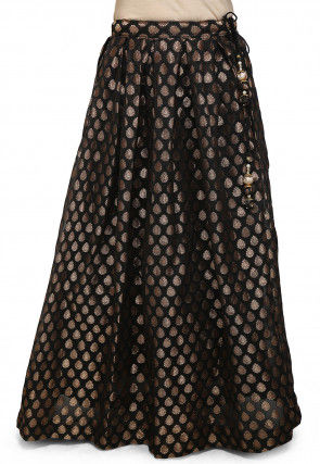Woven Chanderi Silk Skirt in Black