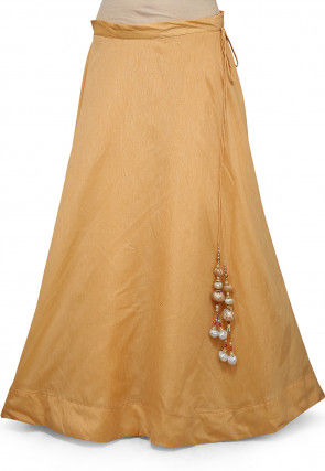 Plain Dupion Silk Skirt in Beige