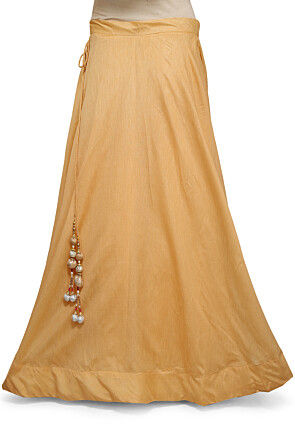 Plain Dupion Silk Skirt in Beige