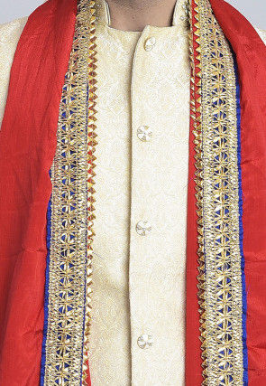 Bordered Crepe Dupatta in Red