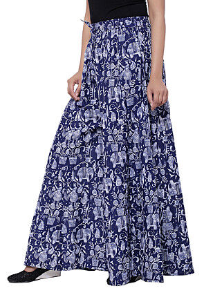 Block Printed Cotton Pallazo in Blue