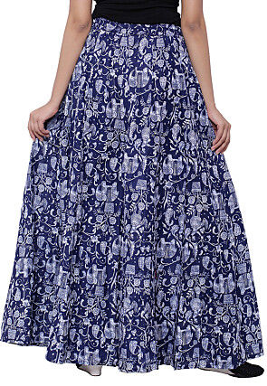 Block Printed Cotton Pallazo in Blue