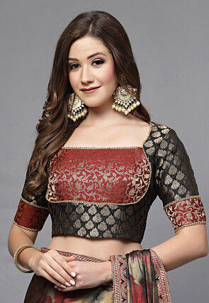 Buy Online Savory Black Brocade Blouse with Jacquard Work : 273432 