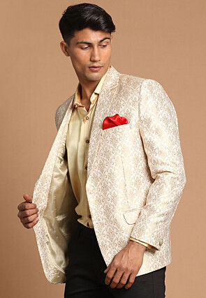 Brocade Blazer in Cream