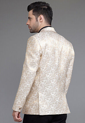 Brocade Blazer in Light Beige