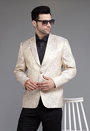 Brocade Blazer in Light Beige