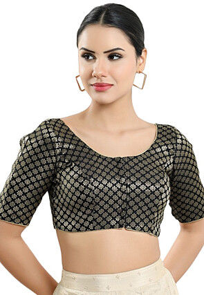 Buy Online Savory Black Brocade Blouse with Jacquard Work : 273432 