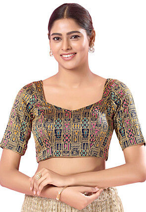 Brocade Blouse in Blue and Golden