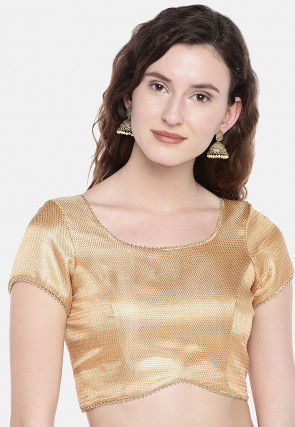 Utsav Fashion Art Silk Shimmer Blouse in Gold